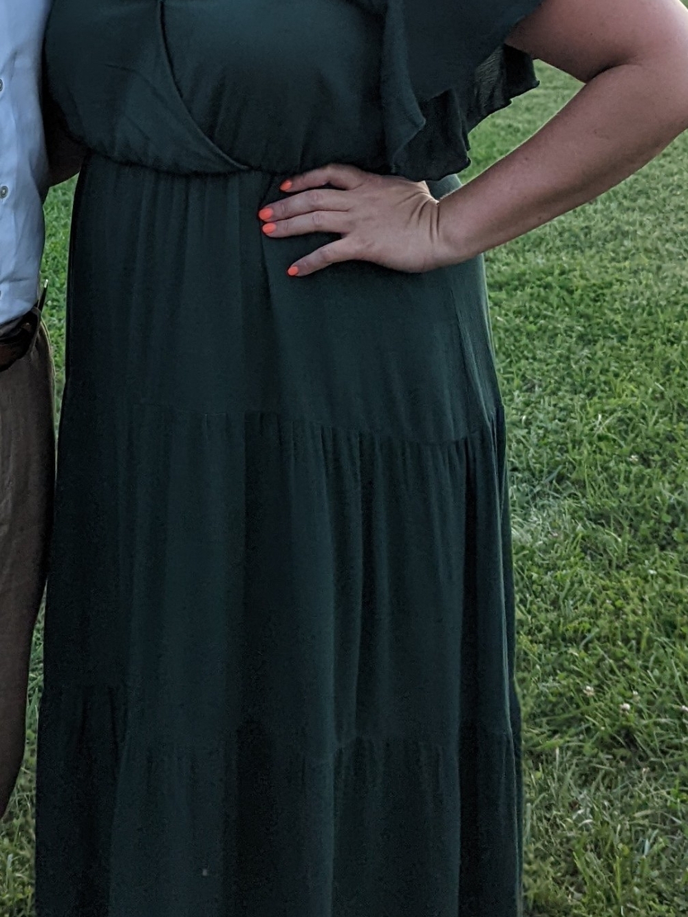 Amazon Women’s Dark Green Ruffle Sleeve Maxi Dress